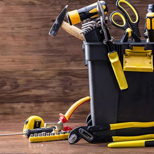 tool box with rustic backgroung